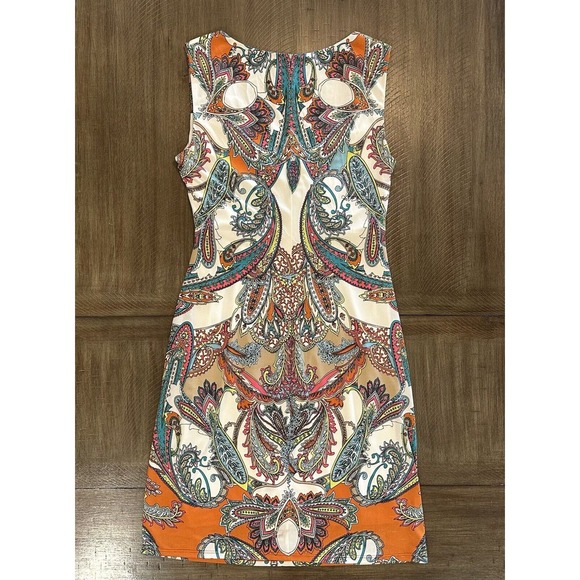 Donna Morgan Womens Size 8 Sleeveless Draped Sheath Dress Multicolor Paisley - Picture 11 of 12